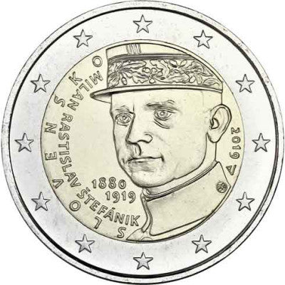 Slovaquie 2 Euro 2019 bfr. 100e anniversaire de la mort de Milan Rastislav Štefánik