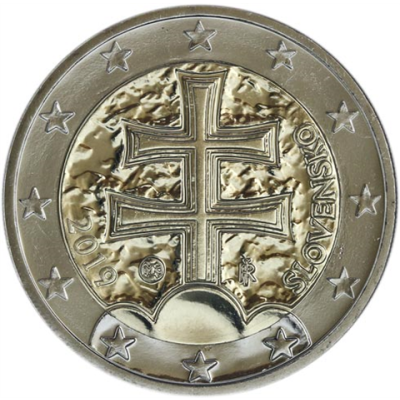 Armoiries de la Slovaquie pour l'Euro 2019 : Double croix sur des montagnes