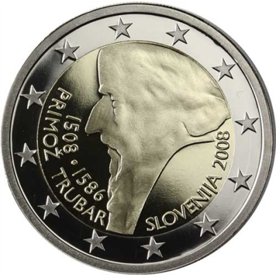 Slovénie 2 Euro 2008 BE Primoz Trubar