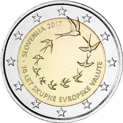 Slovénie 2 Euro 2017 bfr. 10 ans depuis l'introduction de l'euro