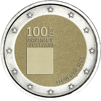 Slovénie 2 Euro 2019 à l'occasion du 100e anniversaire de la fondation de l'Université de Ljubljana