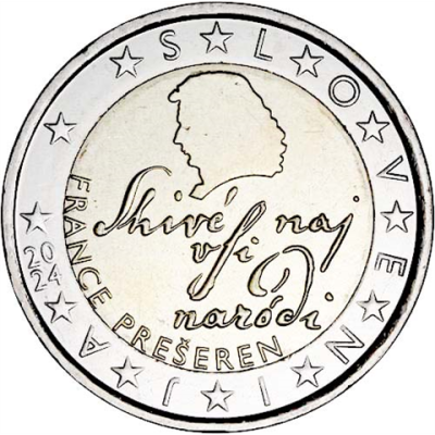 Slovénie Pièce de 2 euros 2024 en circulation France Preseren