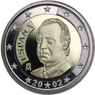 Espagne 2 Euro 2002 Preuve Roi Juan Carlos Ier