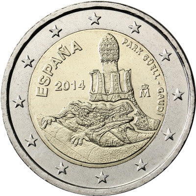 Espagne 2 Euro 2014 bfr Parc Güell - Gaudi
