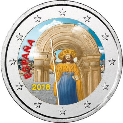 Espagne 2 Euro 2018 "Saint-Jacques de Compostelle" en couleurs