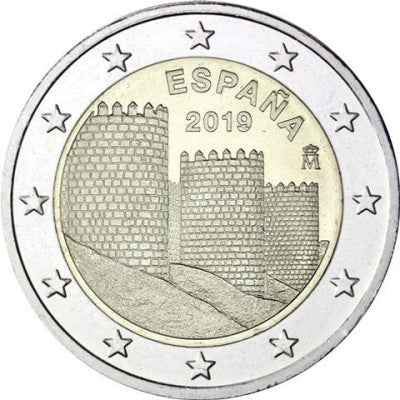 Espagne 2 Euro 2019 bfr. Série du patrimoine mondial de l'UNESCO Vieille ville d'Ávila et églises