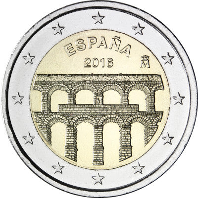 Pièce commémorative espagnole de 2 euros 2016 bfr. Aqueduc de Ségovie