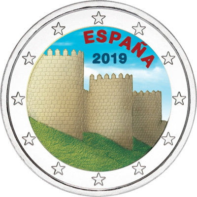 Espagne - Pièces commémoratives de 2 euros 2019 - Vieille ville d'Ávila et églises en couleur