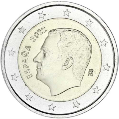 Pièce de 2 euros espagnole 2022 Roi Felipe