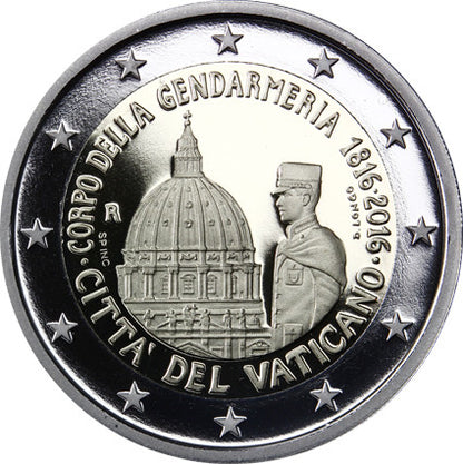 Vatican 2 Euro 2016 PP 200 ans du corps de la gendarmerie dans une mallette