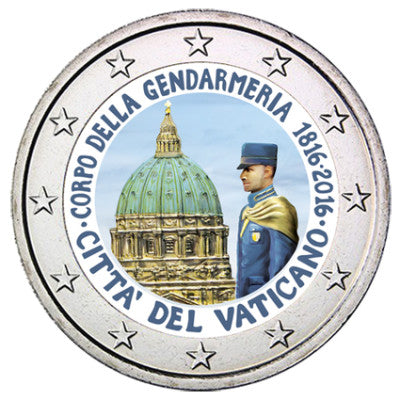 Vatican 2 Euro 2016 Stgl. 200 ans du corps de la gendarmerie en COULEUR