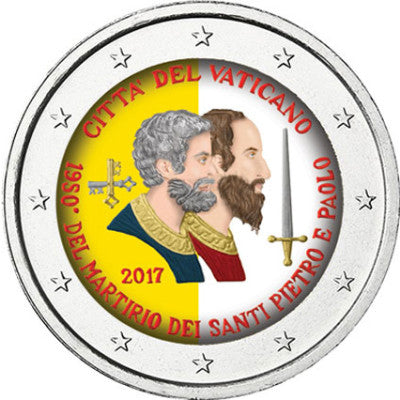 Vatican 2 Euro 2017 Saints Pierre et Paul en couleur