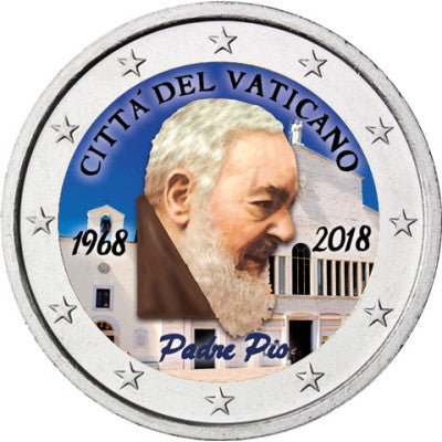 Vatican 2 Euro 2018 « 50e anniversaire de la mort de Padre Pio » en couleur