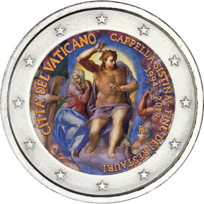 Vatican 2 Euro 2019 25e anniversaire de la restauration de la chapelle Sixtine en couleurs