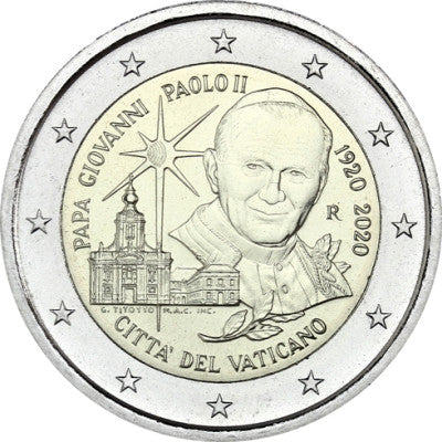 Pièce commémorative de 2 euros du Vatican 2020 : 100e anniversaire de la naissance de Jean-Paul II