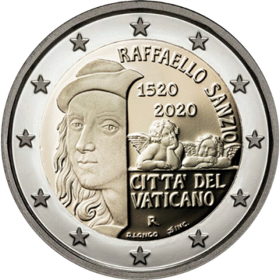 Pièce commémorative de 2 euros du Vatican 2020 : 500e anniversaire de la mort de Raphaël