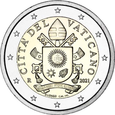 Vatican 2 Euro 2021 Armoiries du pape François