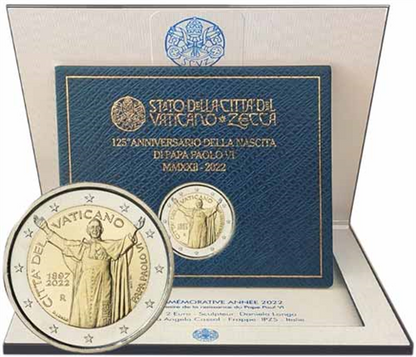 Vatican 2 Euro 2022 125e anniversaire du pape Paul VI